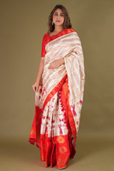 White and Red Mekhela Chador4322 video
